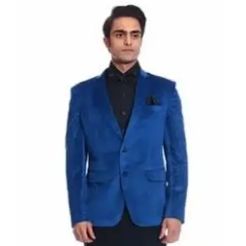 Regular Fit Blended Lords MenS Velvet Royal Blue Blazer